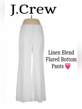 J.CREW LINEN BLEND White High-Rise Wide-Leg Pants 12p